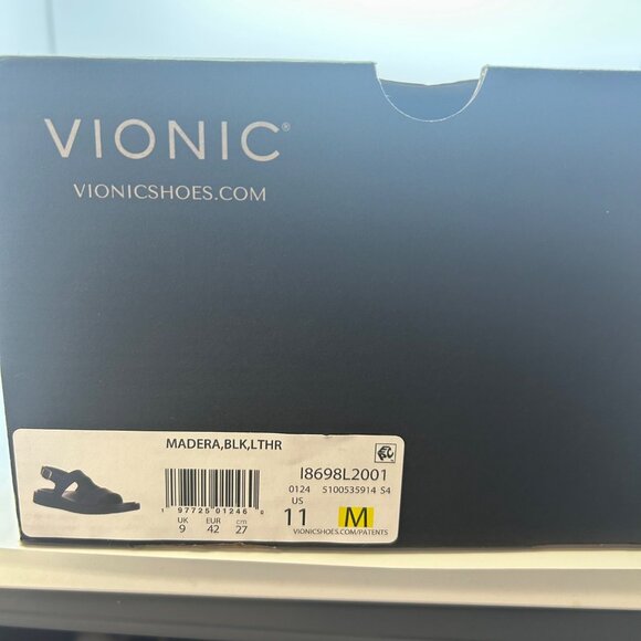 Vionic MADERA Black Leather Open Toe Slingback Ankle Strap Shoes 11 - Picture 3 of 11
